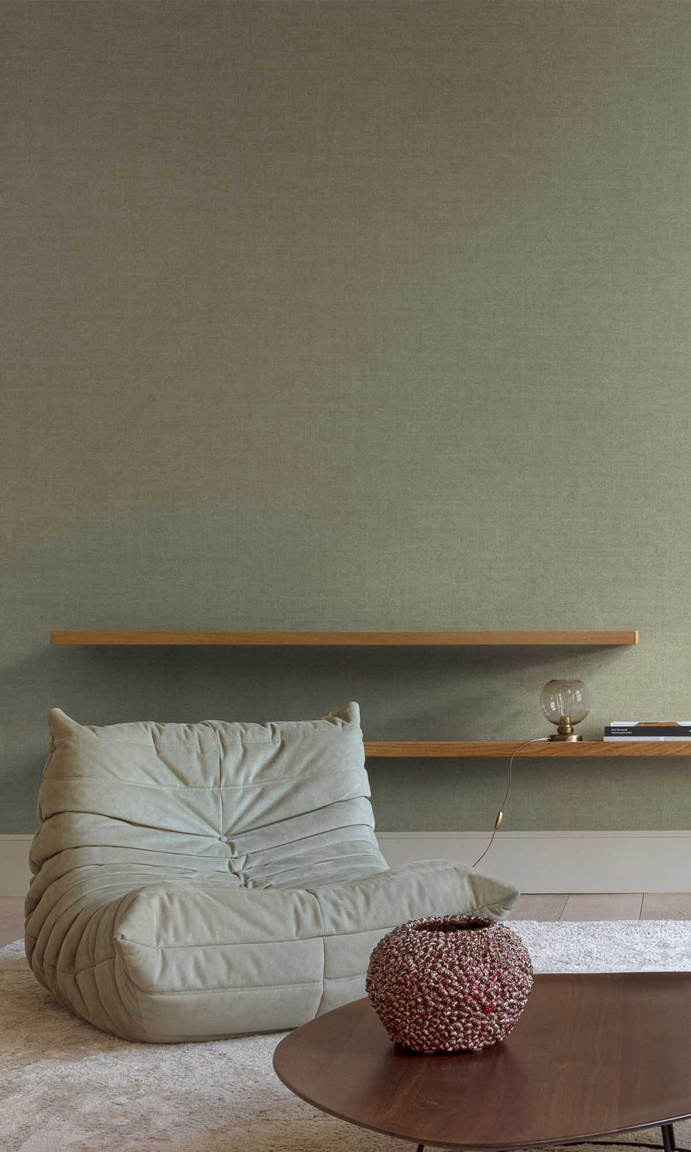 Veranda Green Faux Fabric Print Wallpaper R10100