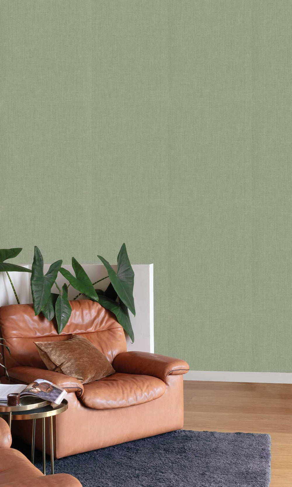 Veranda Green Faux Fabric Print Wallpaper R10100