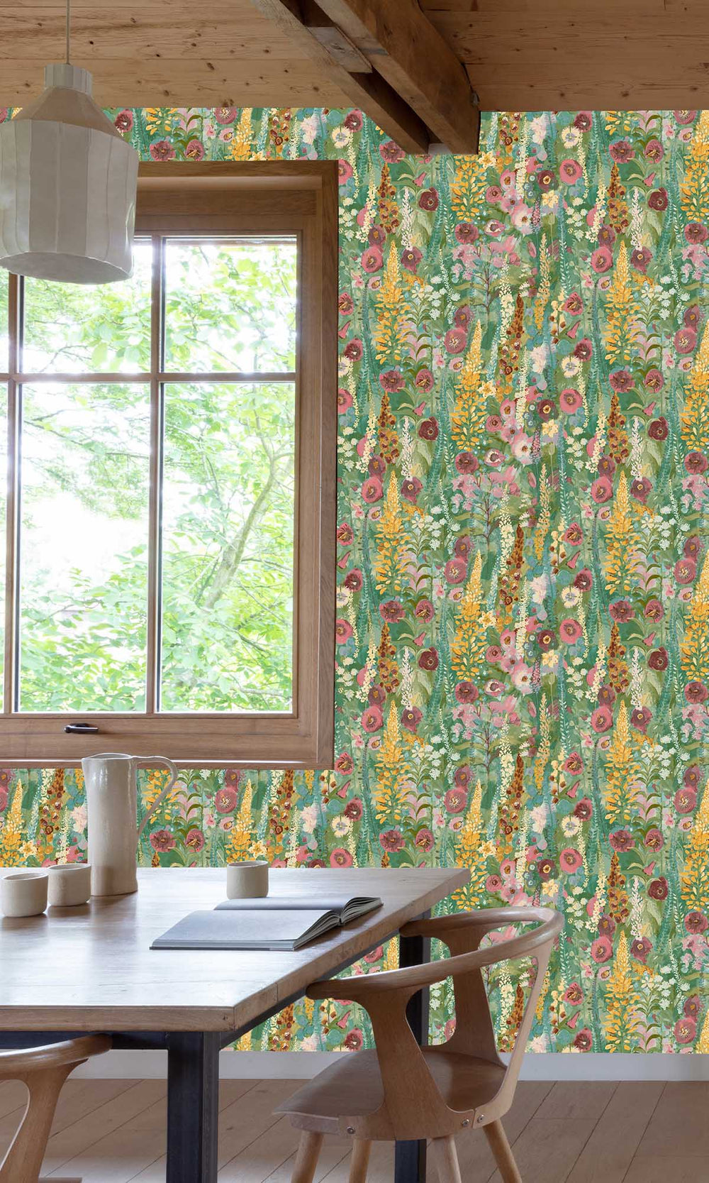 Multicolor - Green Watercolor Painted Floral Wallpaper R10101