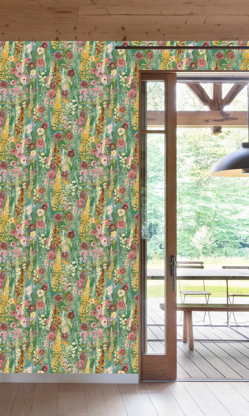 Multicolor - Green Watercolor Painted Floral Wallpaper R10101