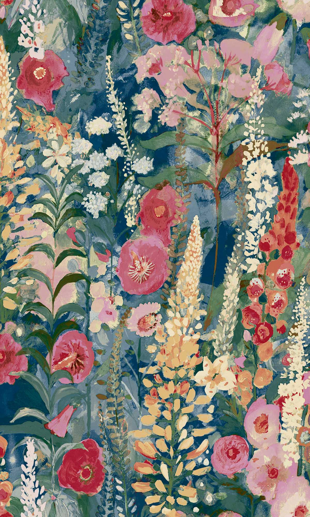 Multicolor - Blue Watercolor Painted Floral Wallpaper R10102