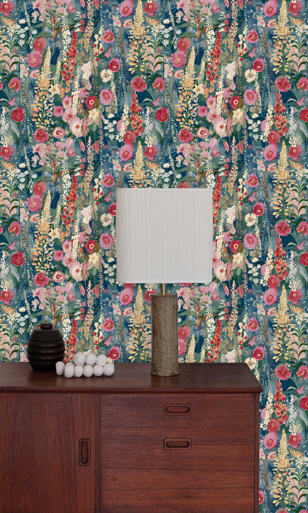 Multicolor - Blue Watercolor Painted Floral Wallpaper R10102