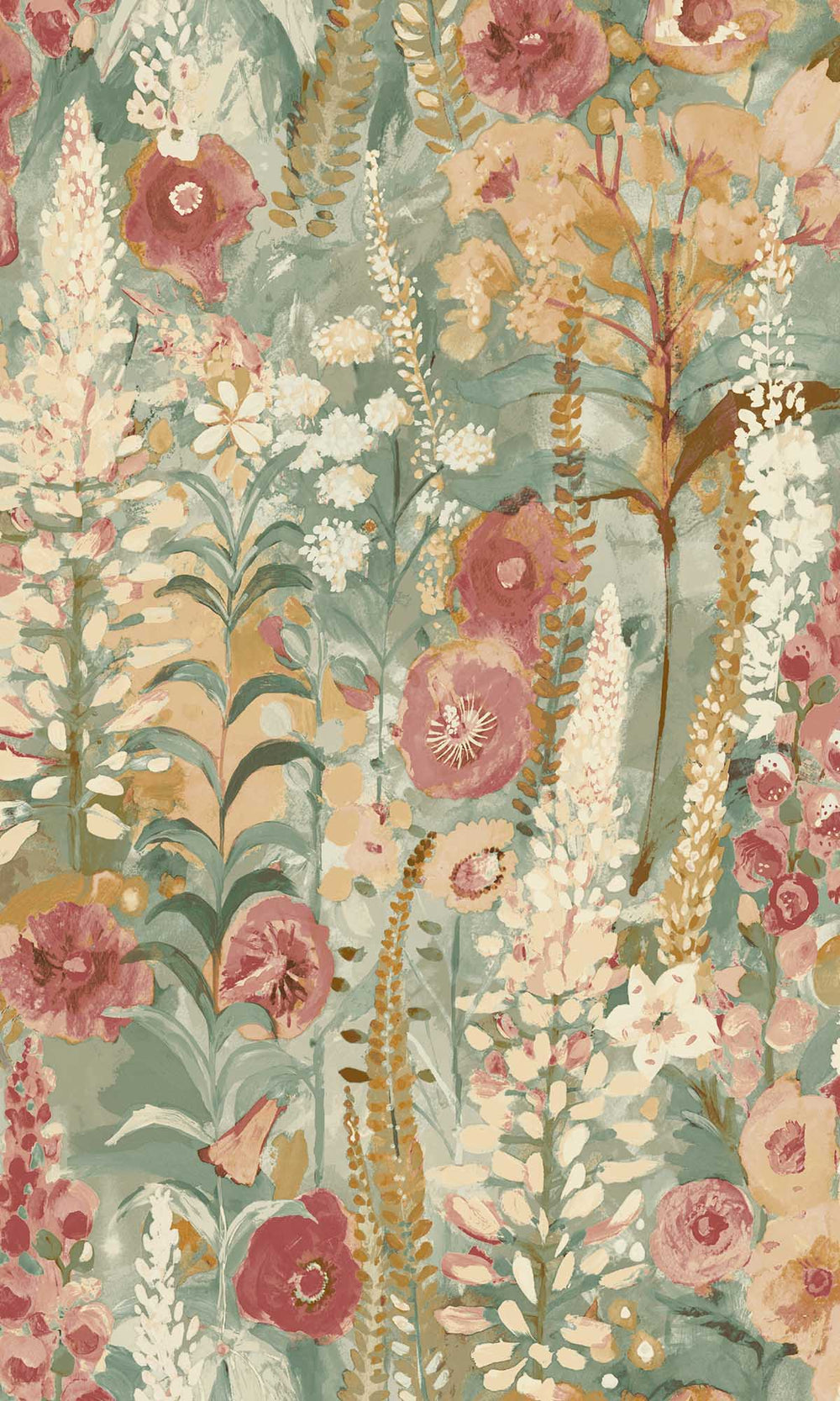 Multicolor - Burgundy Watercolor Painted Floral Wallpaper R10103