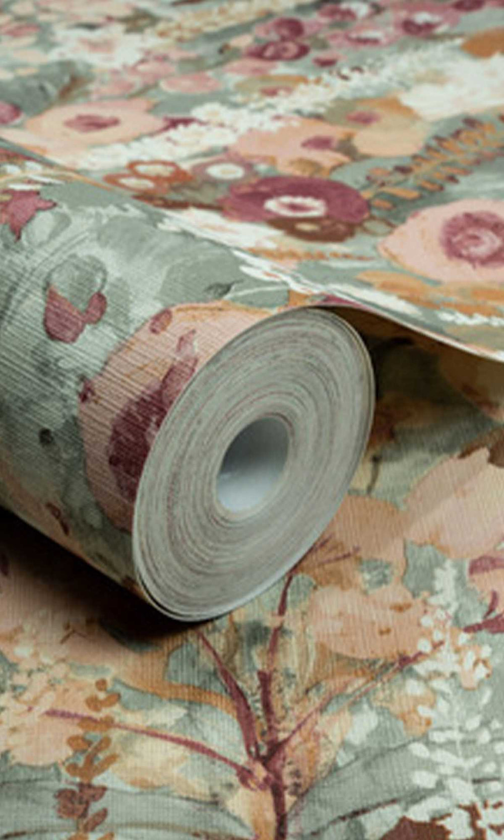 Multicolor - Burgundy Watercolor Painted Floral Wallpaper R10103