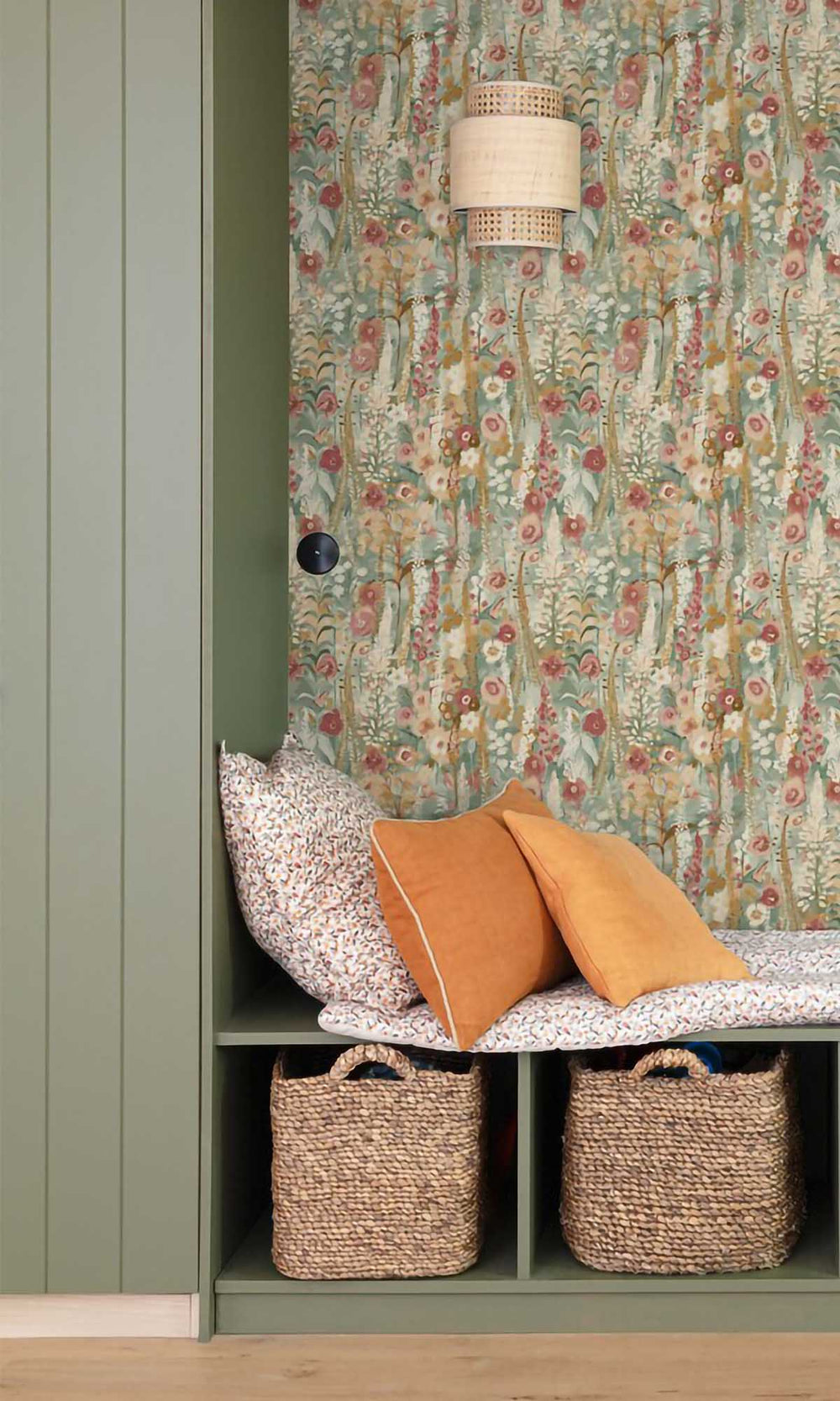 Multicolor - Burgundy Watercolor Painted Floral Wallpaper R10103