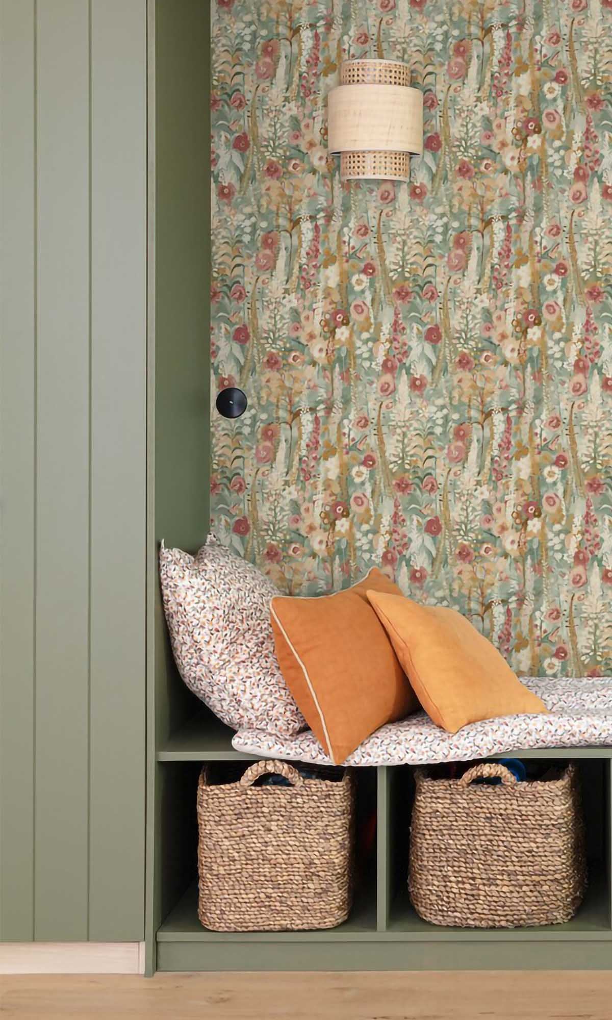 Multicolor - Burgundy Watercolor Painted Floral Wallpaper R10103