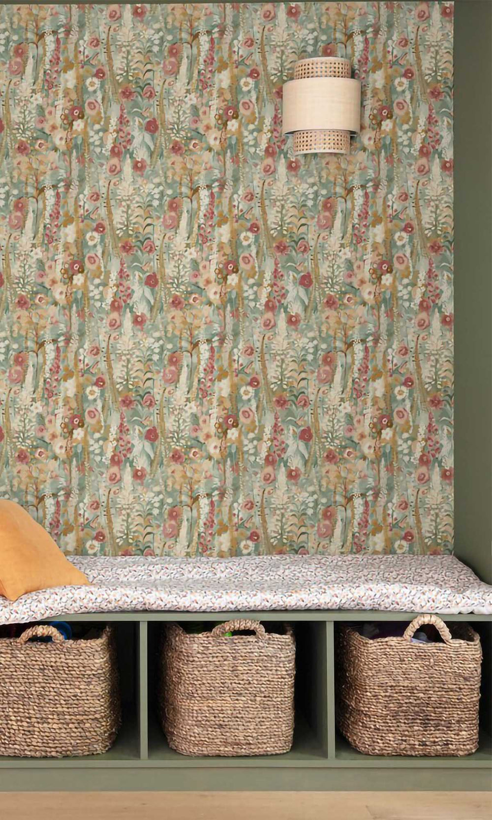 Multicolor - Burgundy Watercolor Painted Floral Wallpaper R10103