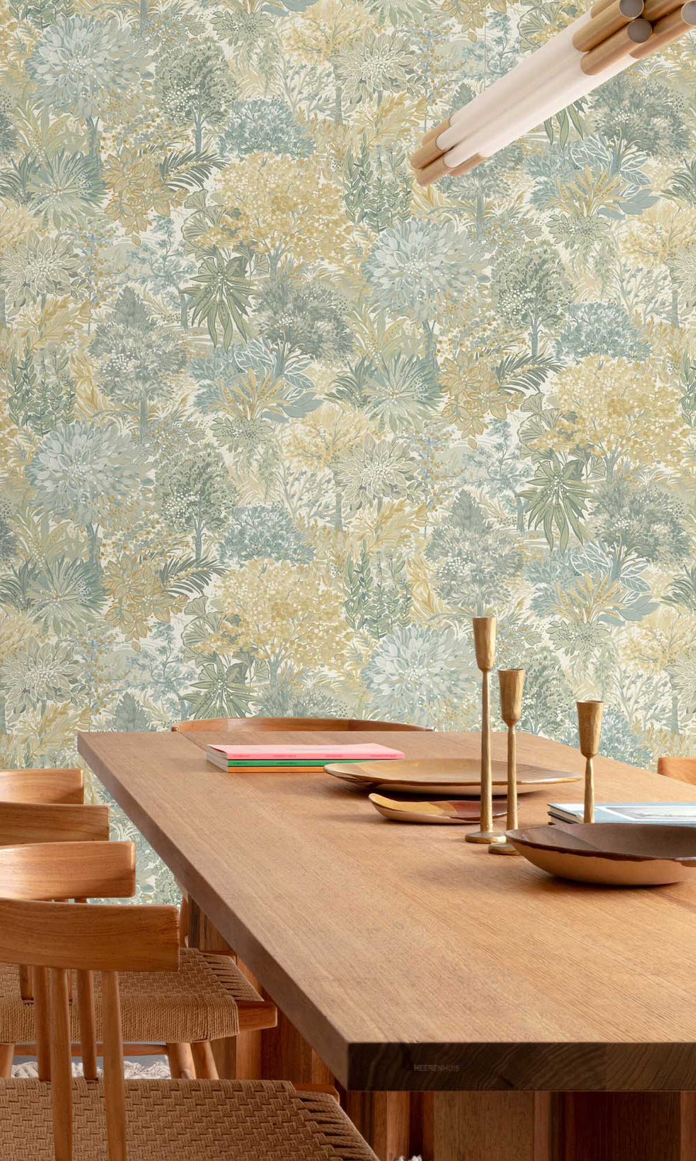 Multicoloured - Beige Handpainted Tropical Forest Wallpaper R10106