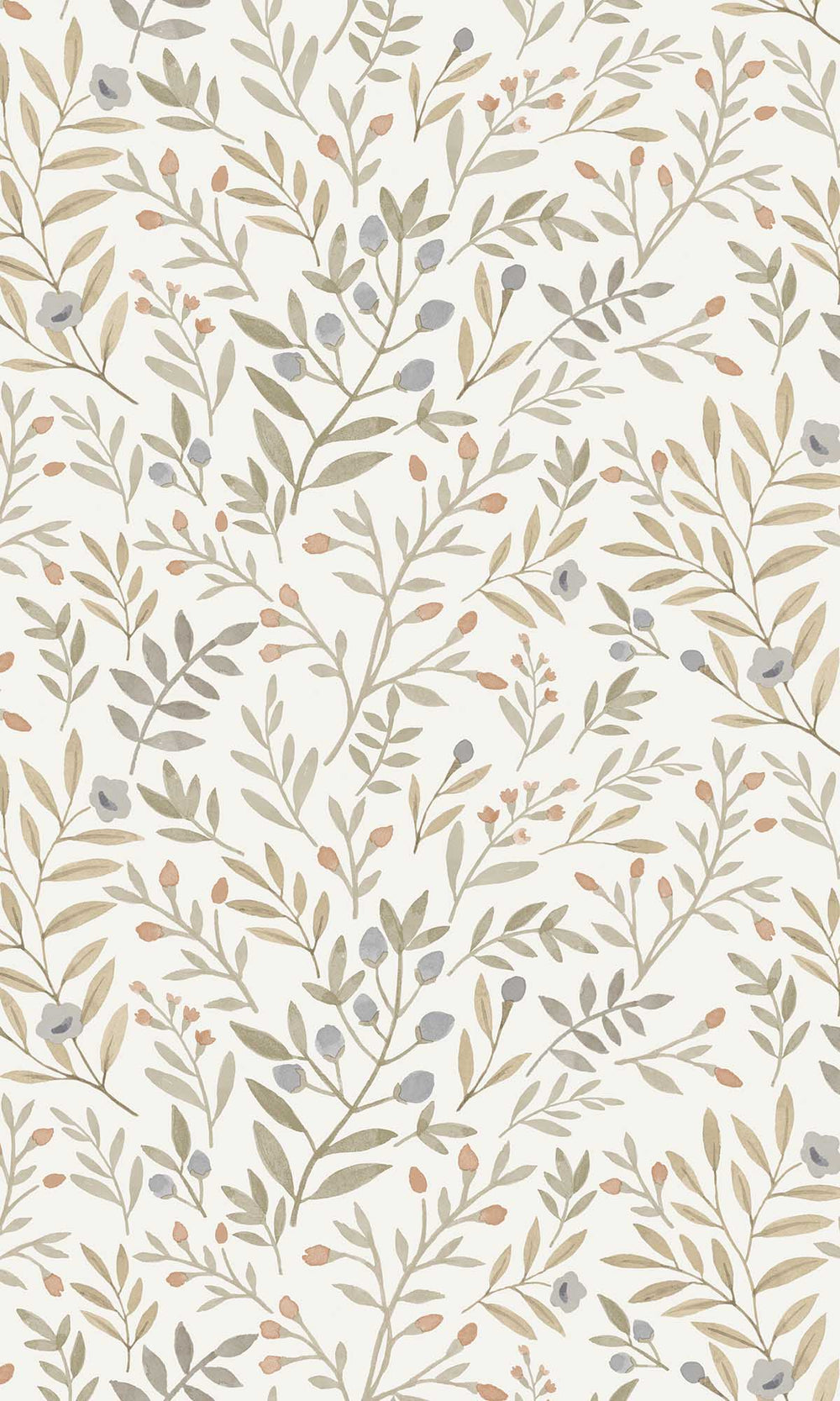 Multicoloured - Beige Allover Leaves & Buds Wallpaper R10108