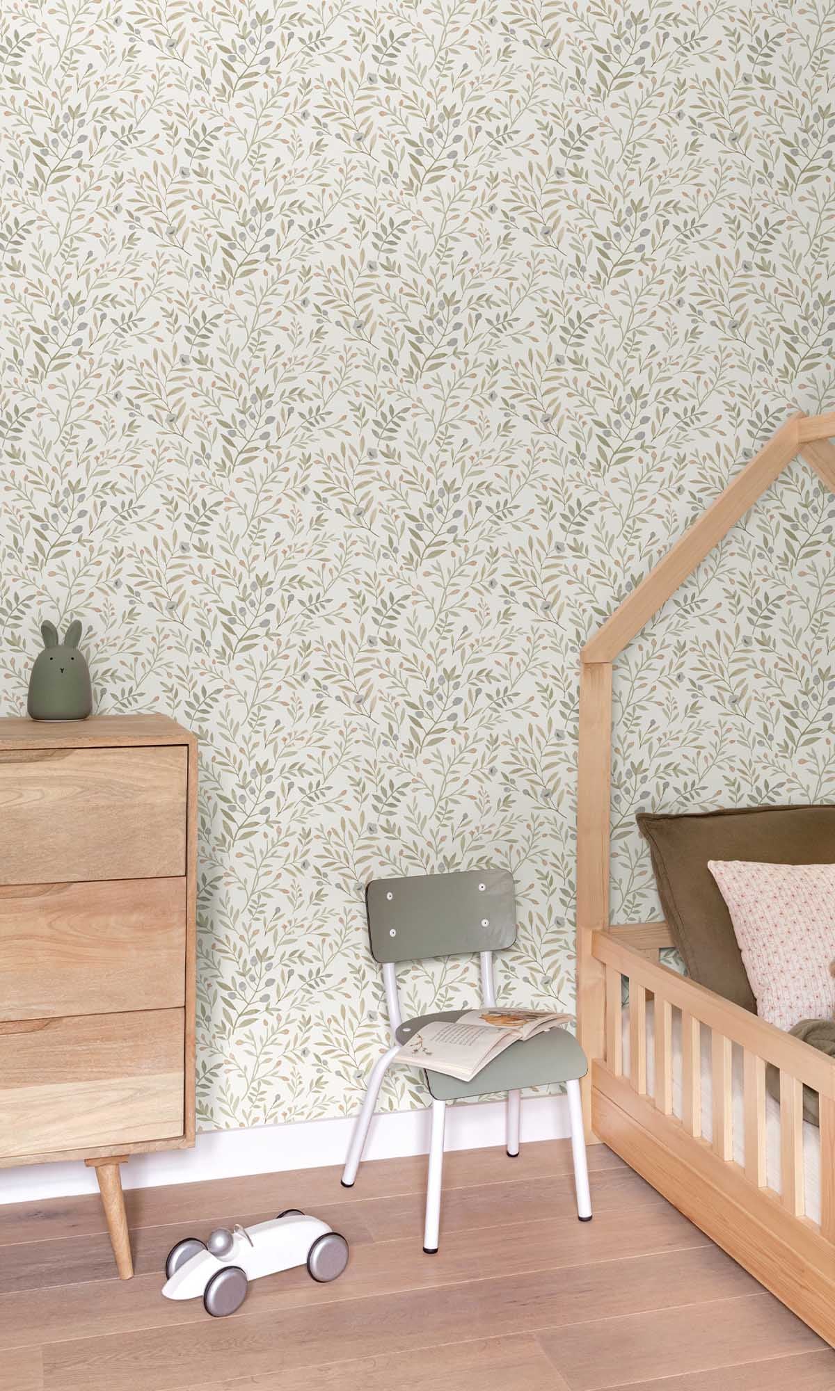 Multicoloured - Beige Allover Leaves & Buds Wallpaper R10108