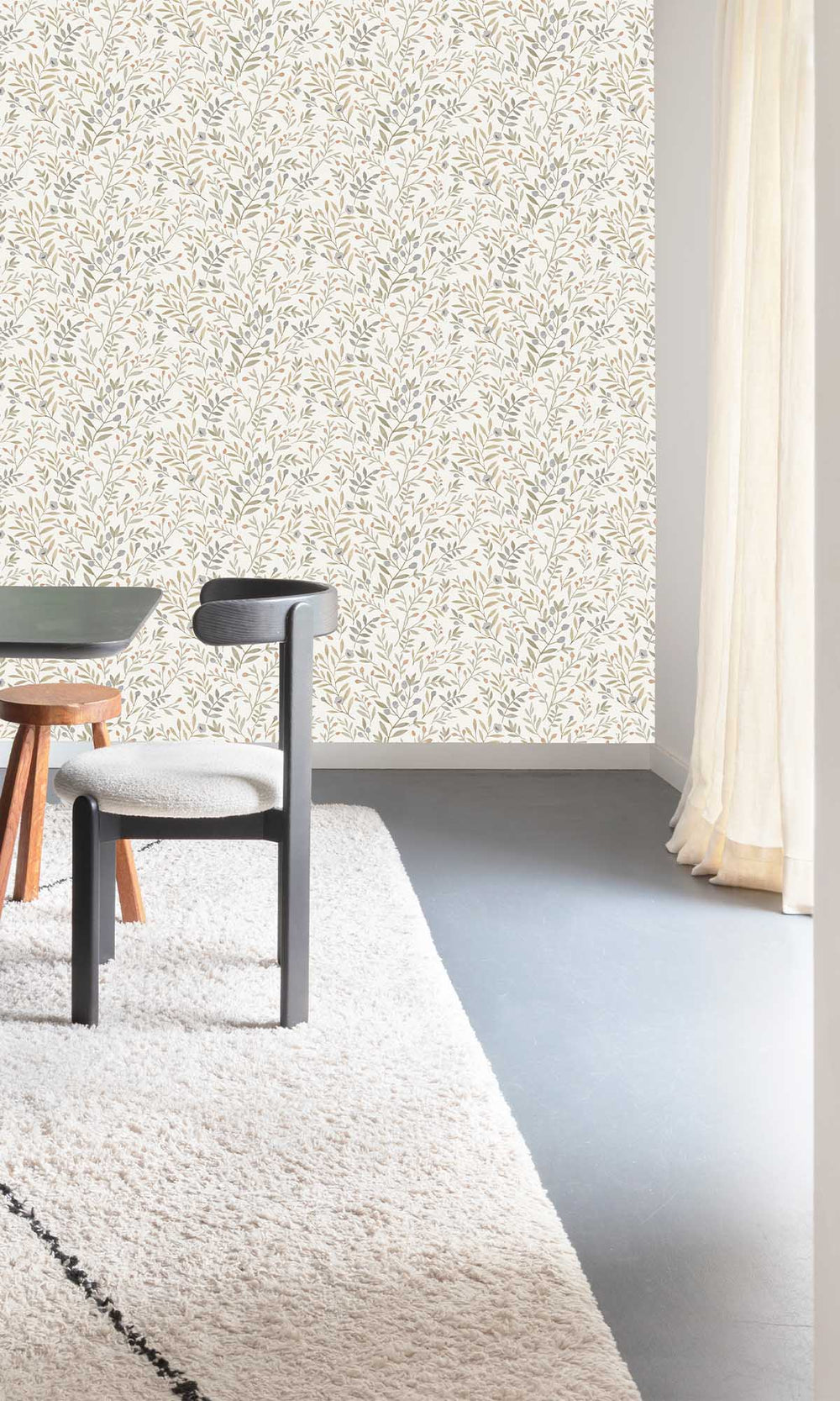 Multicoloured - Beige Allover Leaves & Buds Wallpaper R10108