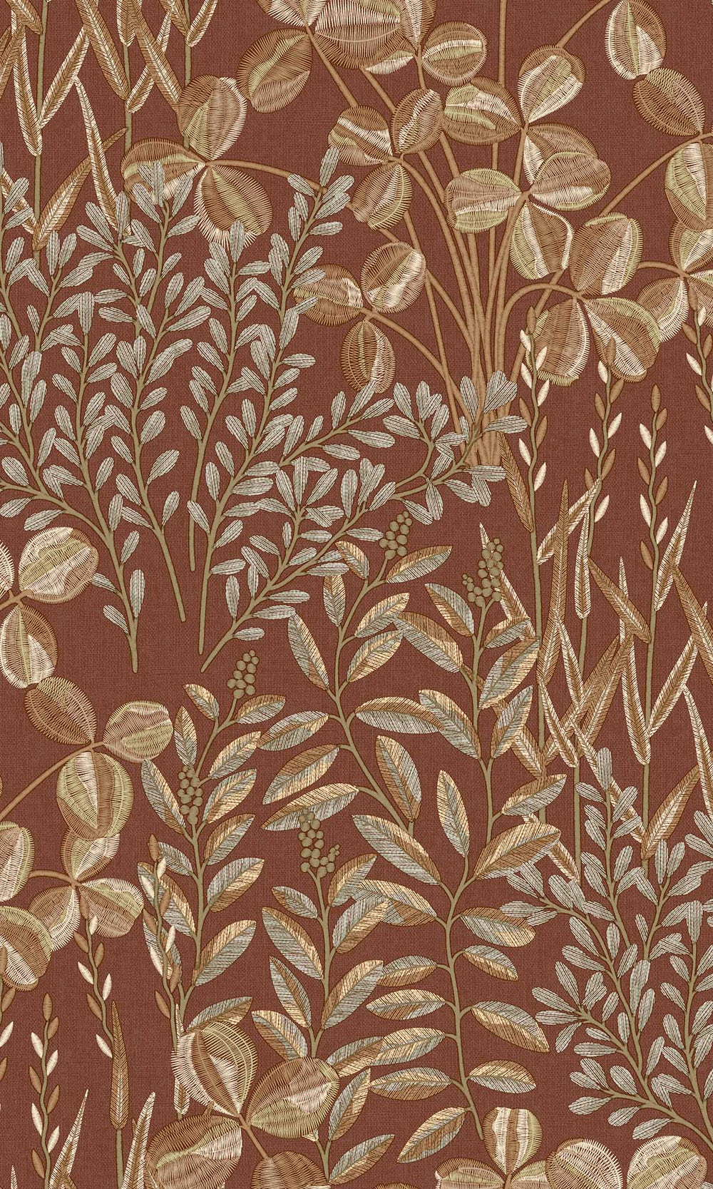 Meerkat Brown Stitched Leaf Print Wallpaper R10111