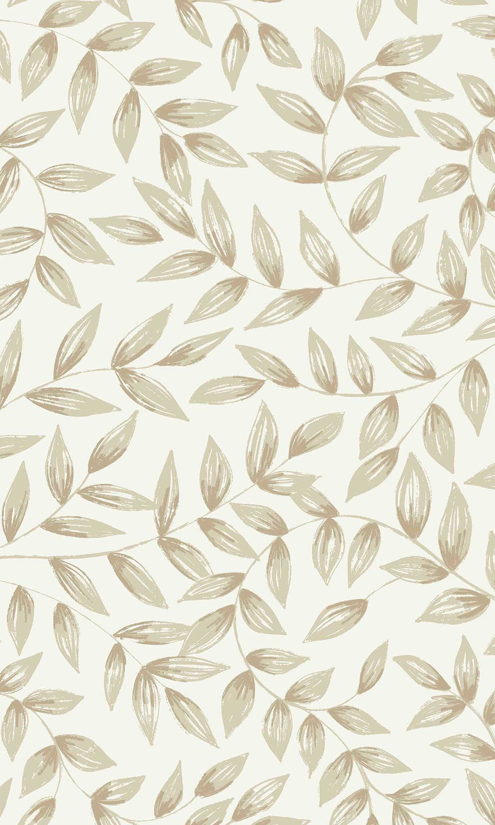 Khaki Taupe Allover Leaf Print Wallpaper R10113
