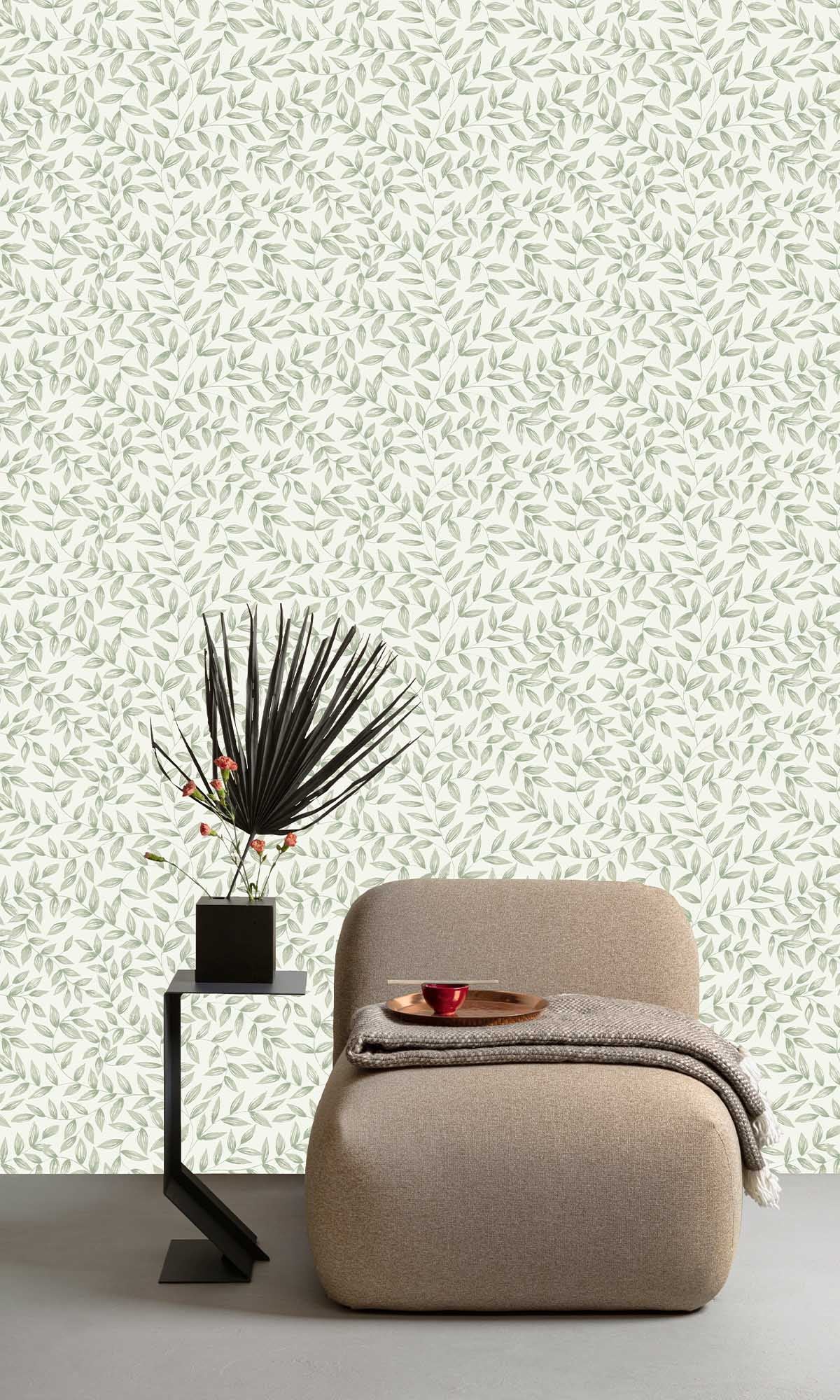 Banksia Green Allover Leaf Print Wallpaper R10114