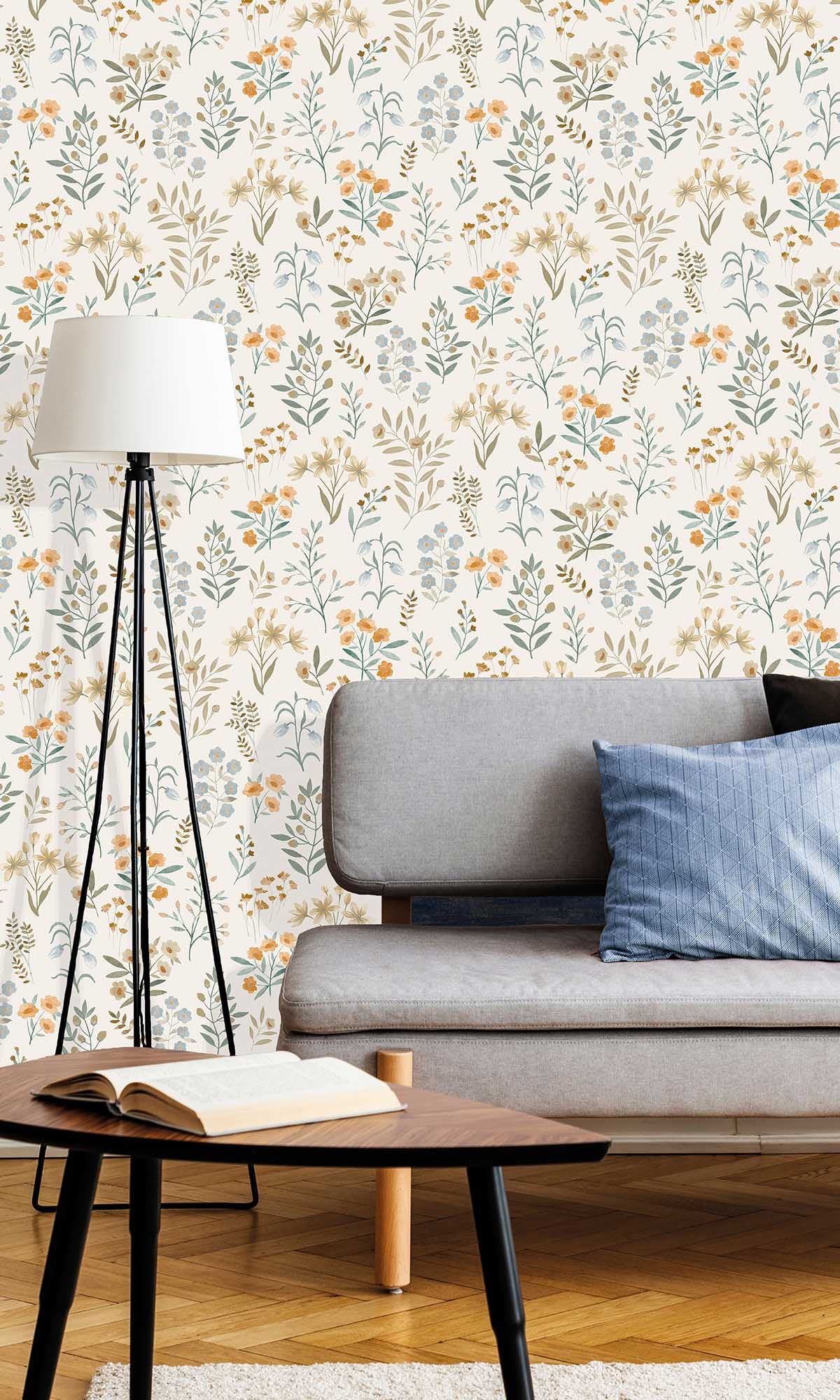 Grey Frost Assorted Painted Poppies Wallpaper R10115