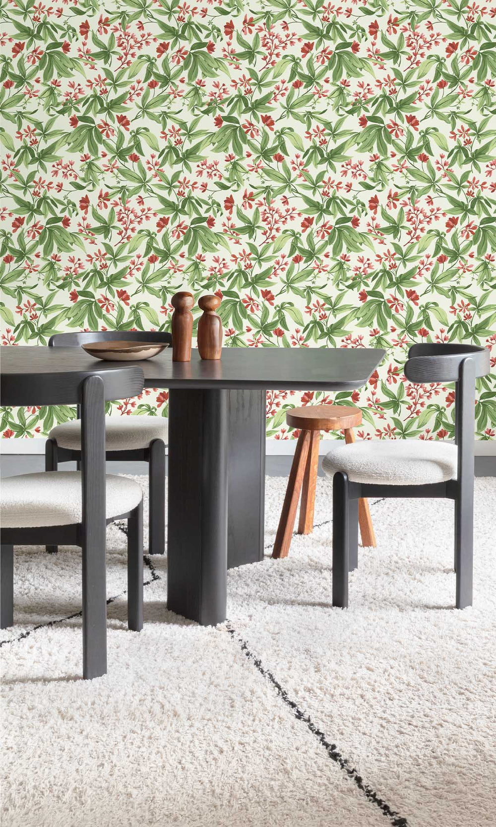 Royal Red Flush Handpainted Frangipani Wallpaper R10117