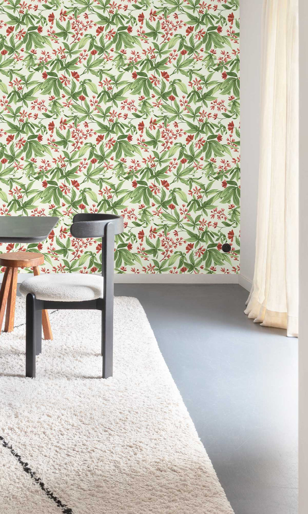 Royal Red Flush Handpainted Frangipani Wallpaper R10117