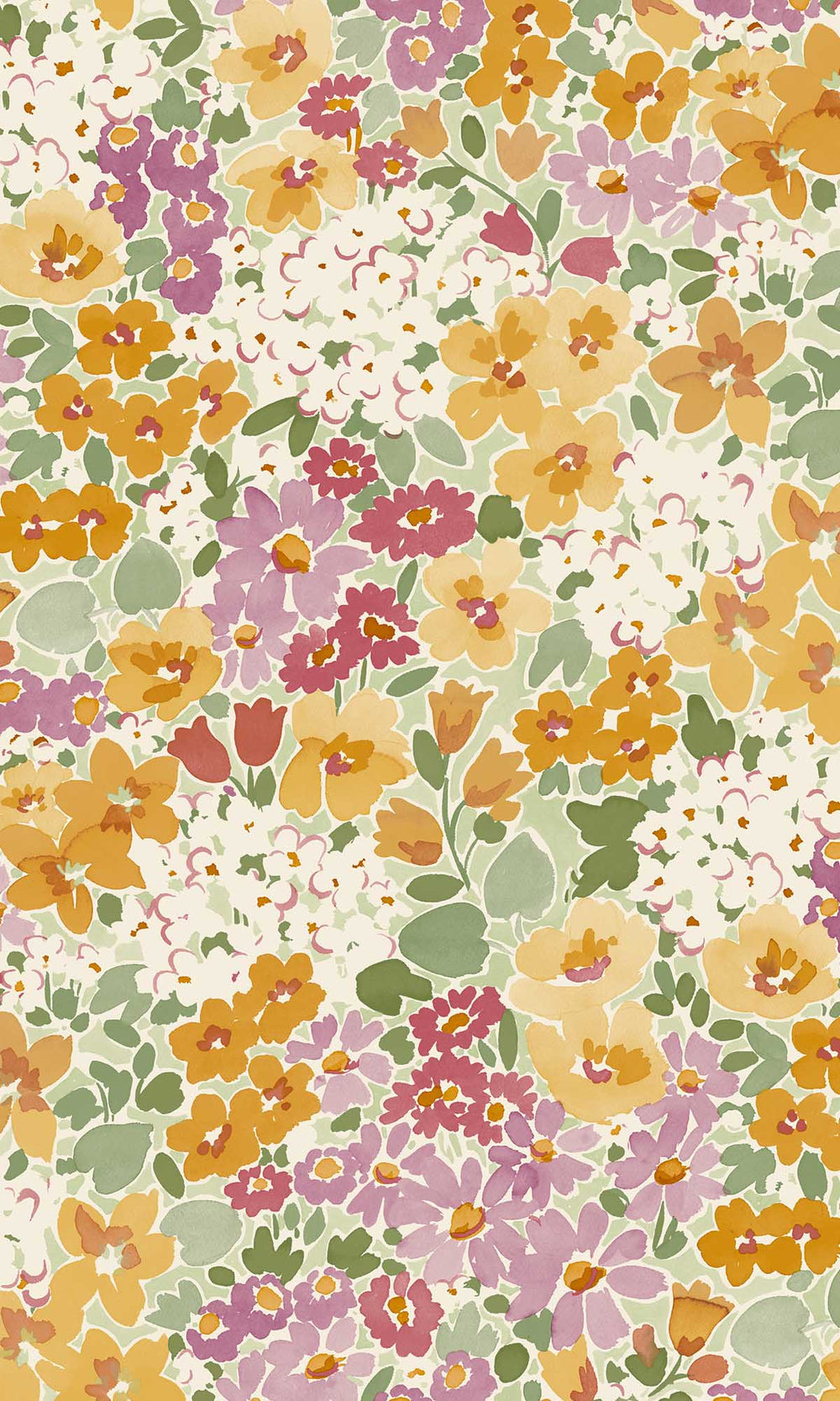 Multicolor - Gold Allover Floral Wallpaper R10119