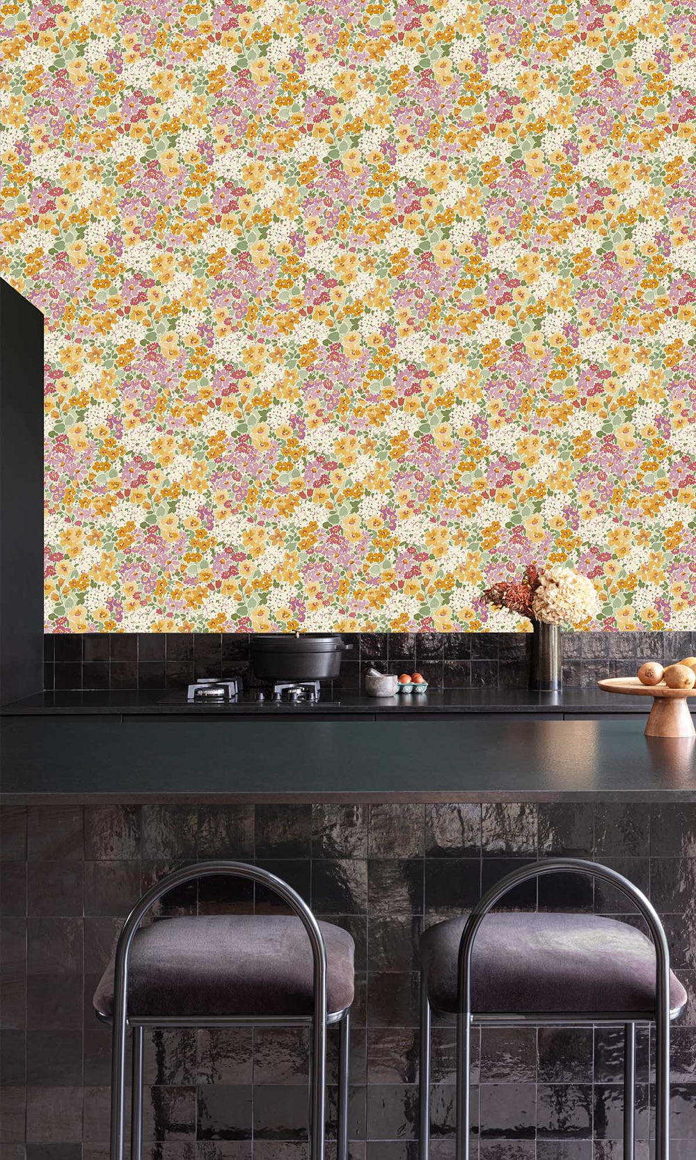 Multicolor - Gold Allover Floral Wallpaper R10119