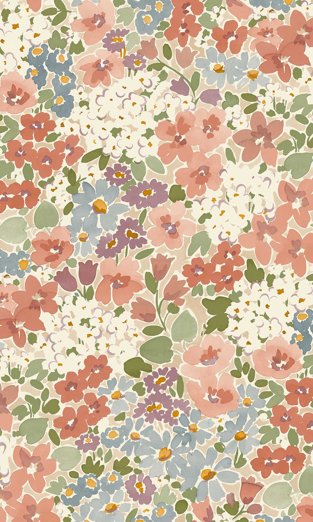 Multicolor - Maroon Allover Floral Wallpaper R10120