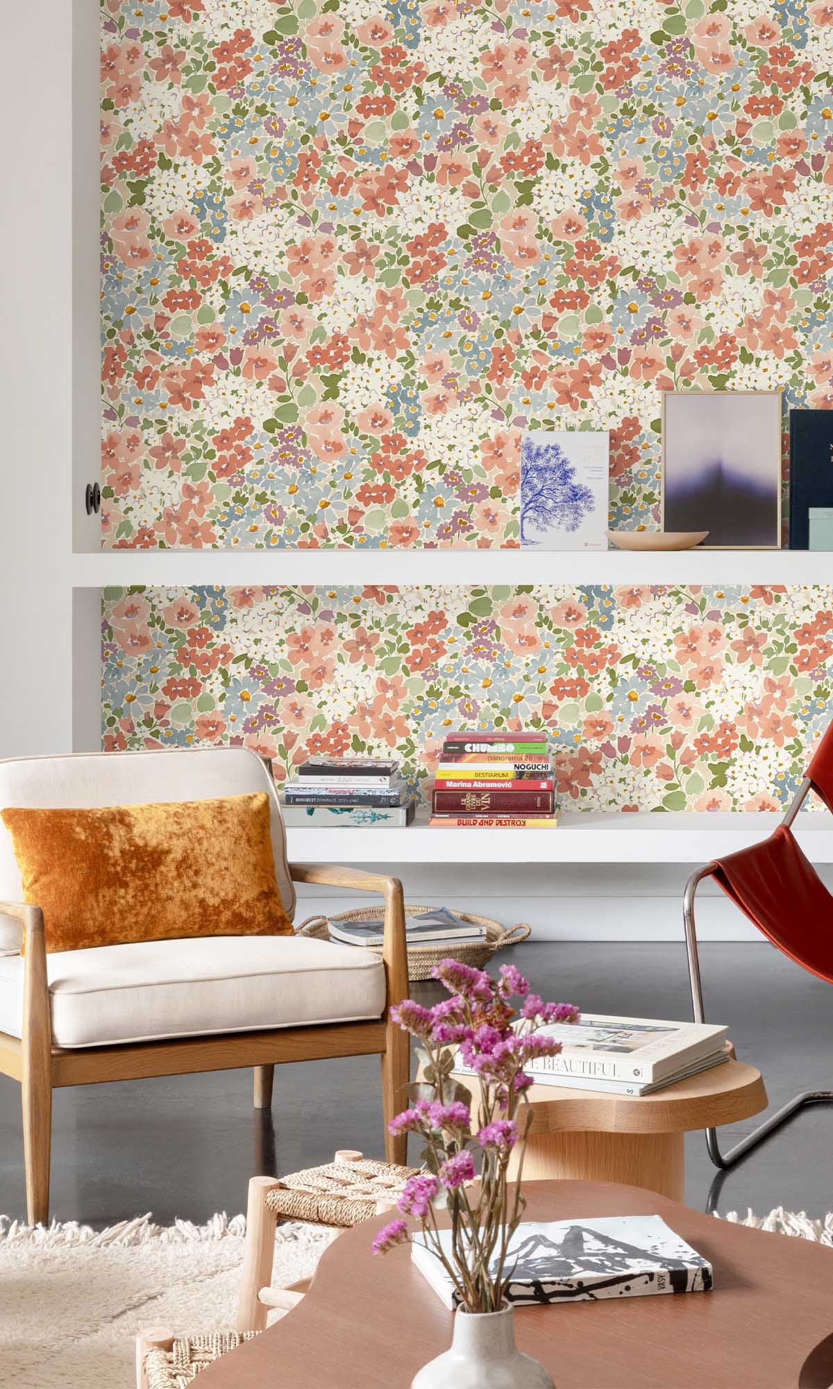 Multicolor - Maroon Allover Floral Wallpaper R10120
