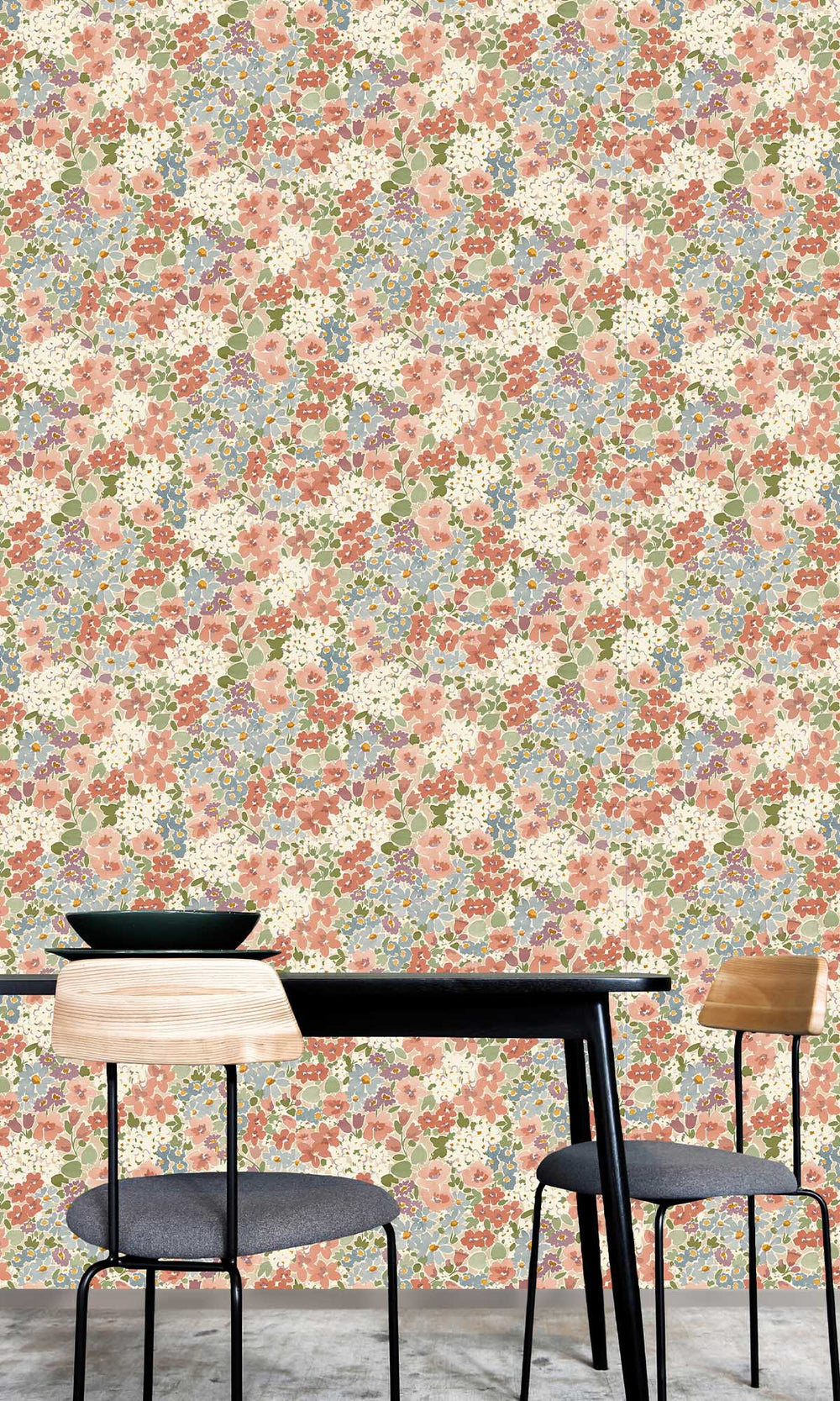 Multicolor - Maroon Allover Floral Wallpaper R10120