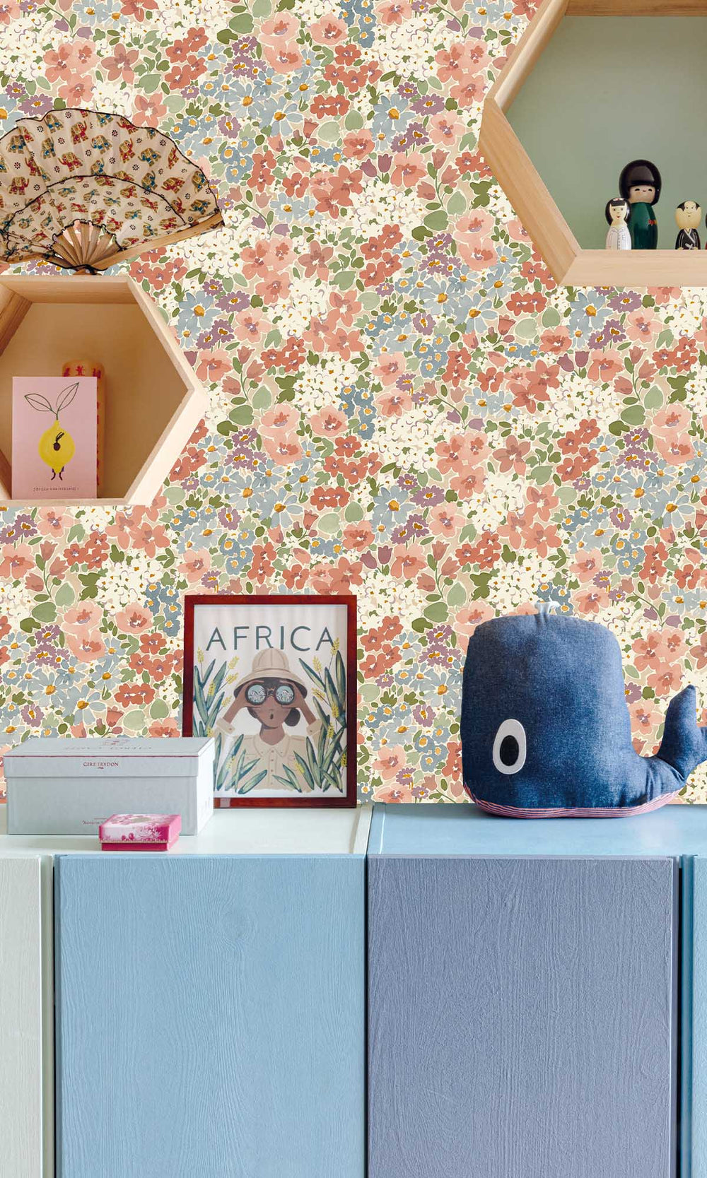 Multicolor - Maroon Allover Floral Wallpaper R10120