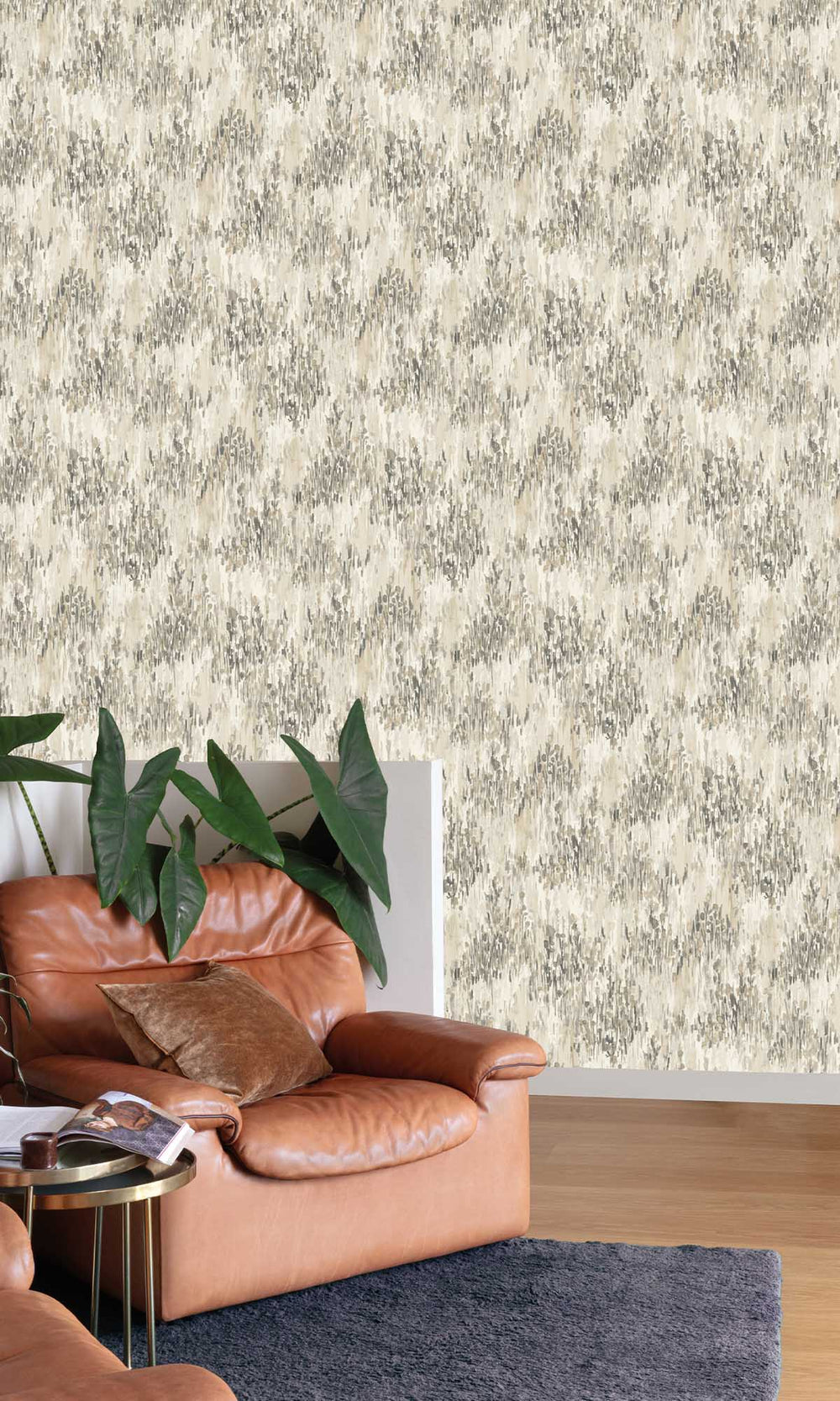 Newsprint Grey Abstract Grassland Wallpaper R10121