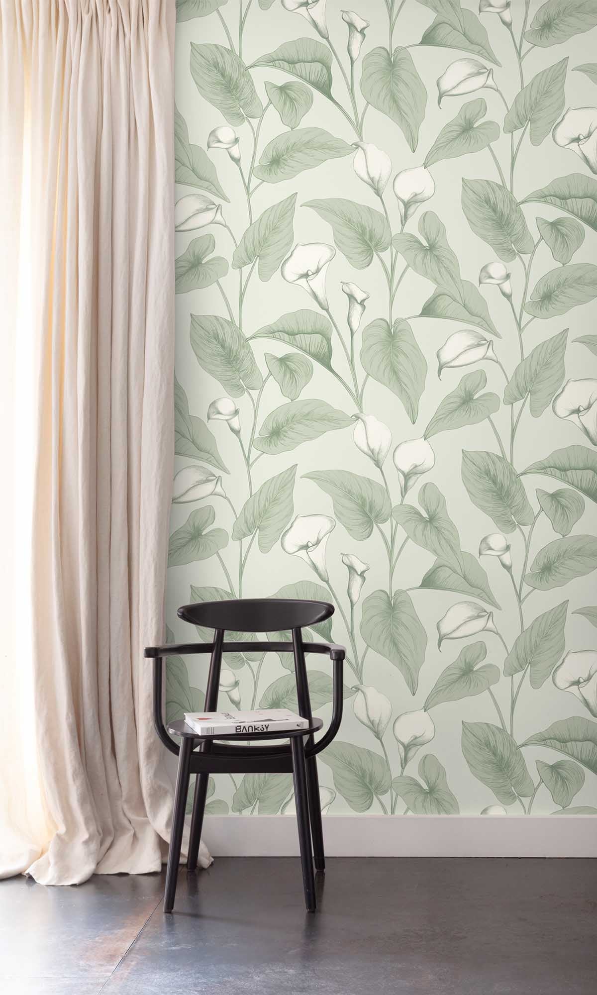 Coronado Moss Allover Calla Lilies Wallpaper R10126