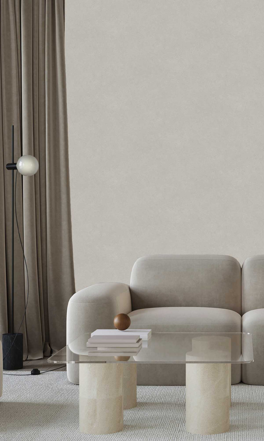 Ecru Grey Faux Concrete Wallpaper R10131