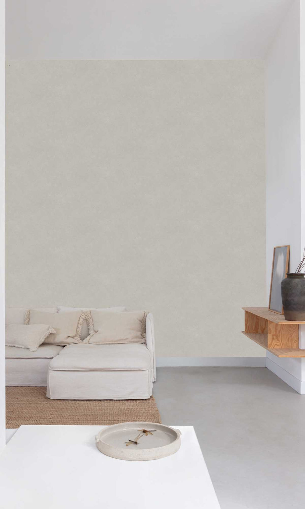 Ecru Grey Faux Concrete Wallpaper R10131