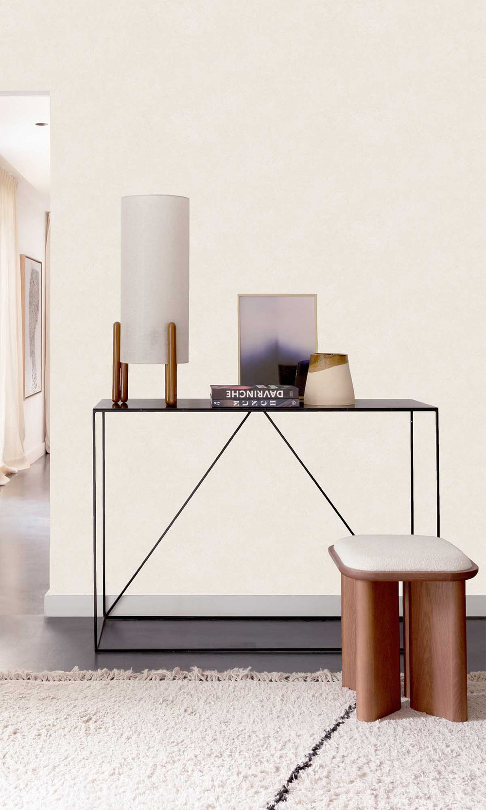 Pearl Ash Beige Faux Concrete Wallpaper R10134