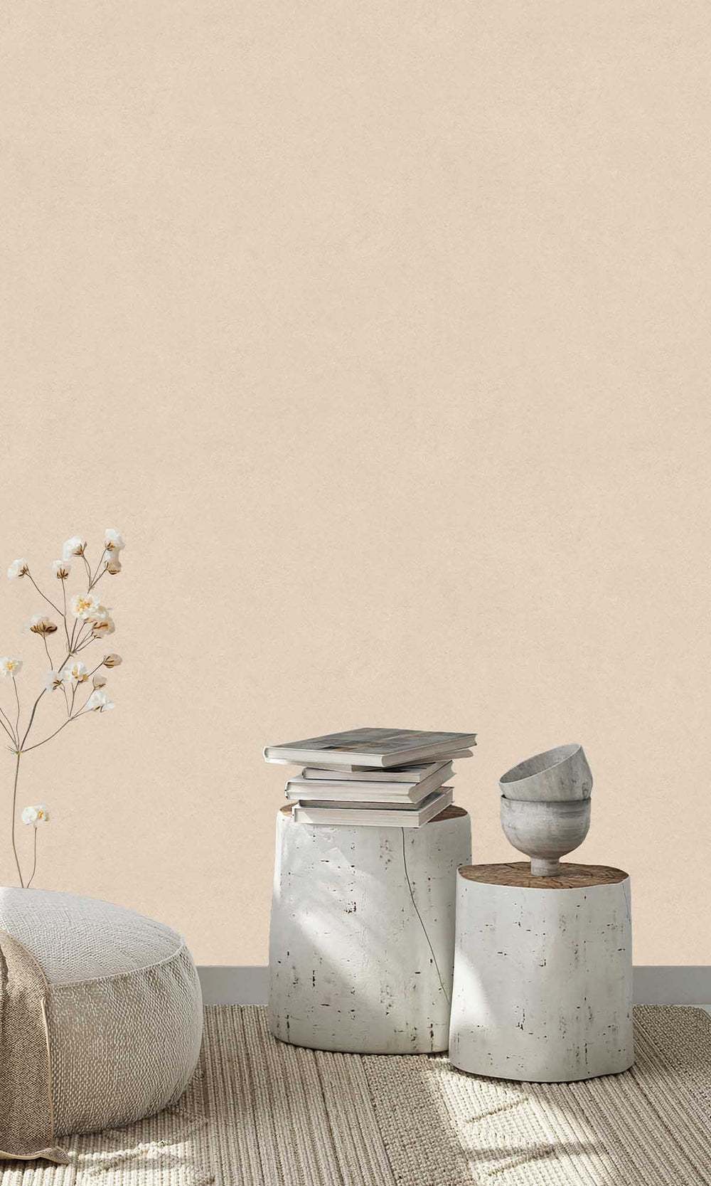 Pastel Rose Tan Faux Concrete Wallpaper R10141