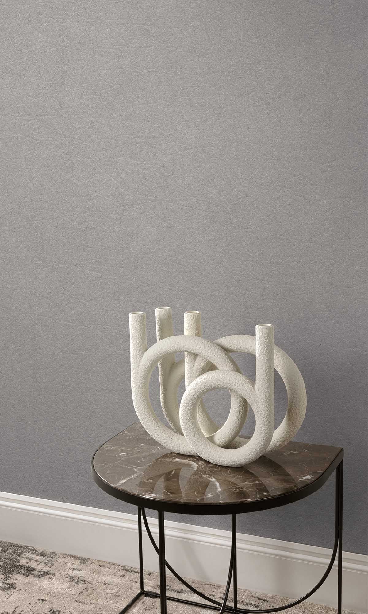 Flint Grey Faux Leather Wallpaper R10145