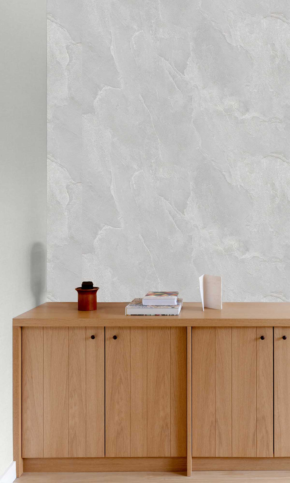 Dhusar Grey Faux Natural Slate Wallpaper R10149