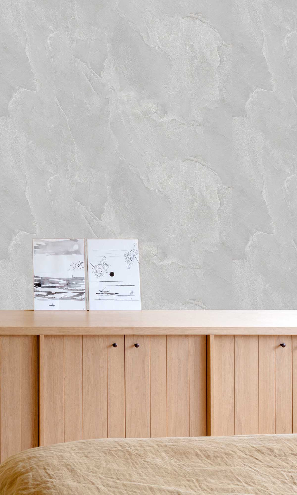 Dhusar Grey Faux Natural Slate Wallpaper R10149