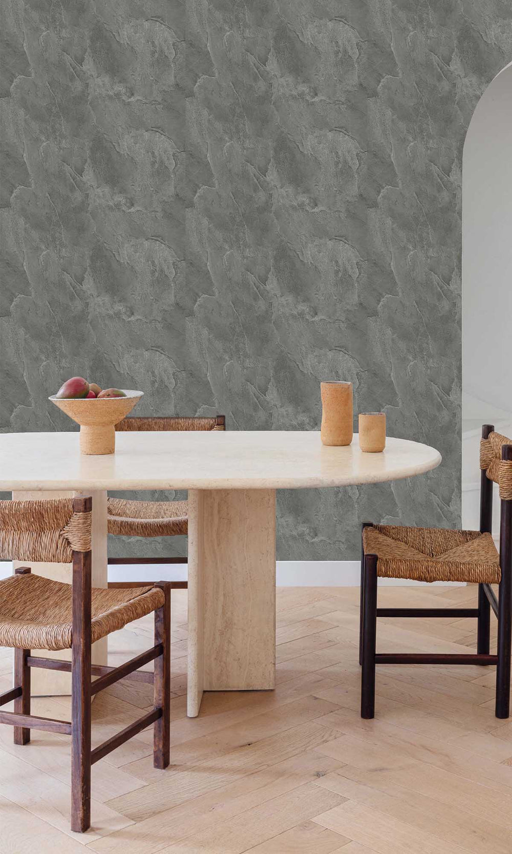 Storm Dust Black Faux Natural Slate Wallpaper R10150