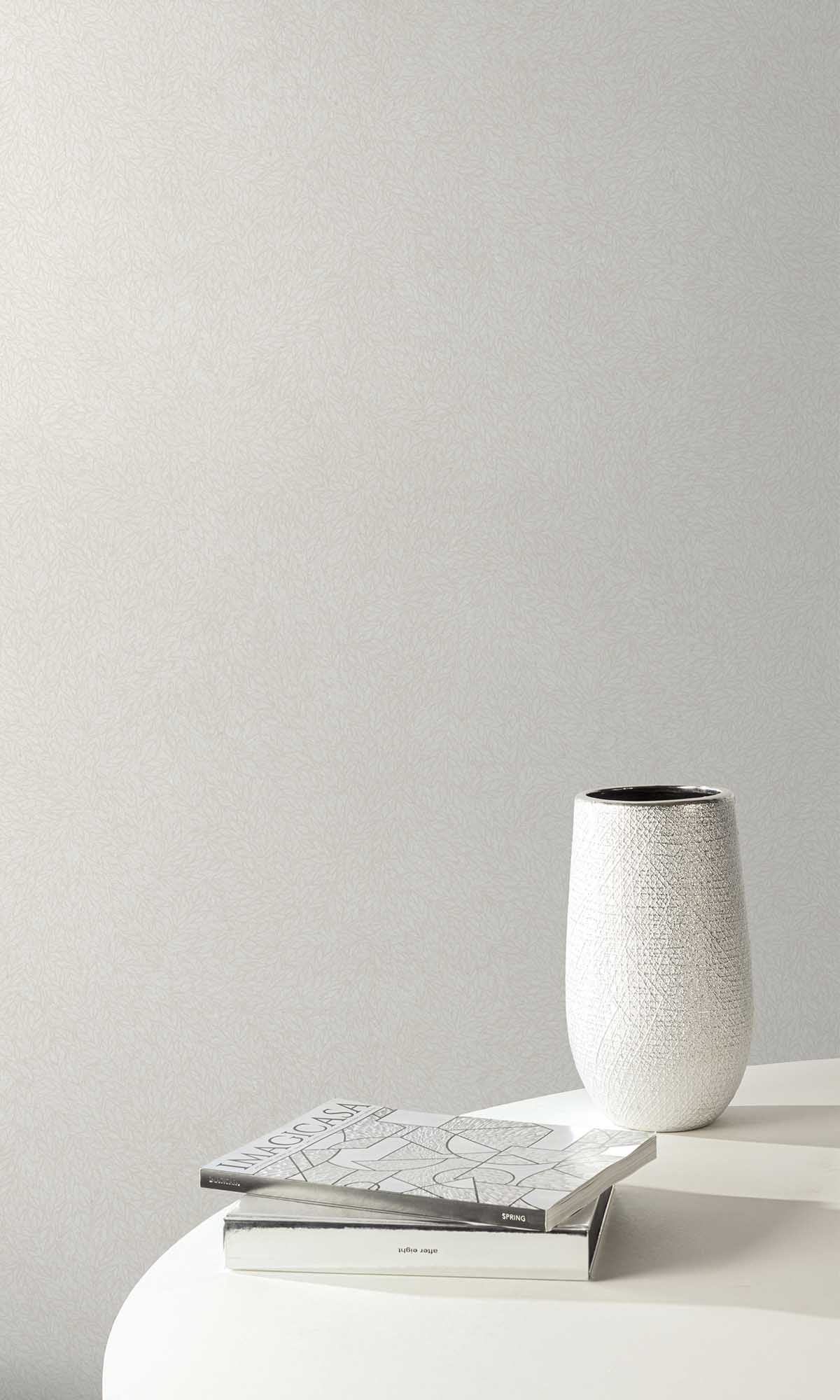 Grey Pearl Abstract Leaf Print Wallpaper R10160