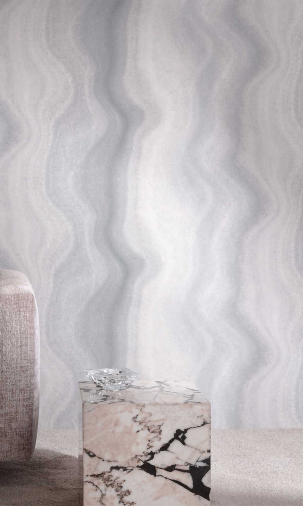 Namara Grey Abstract Moire Wave Wallpaper R10167