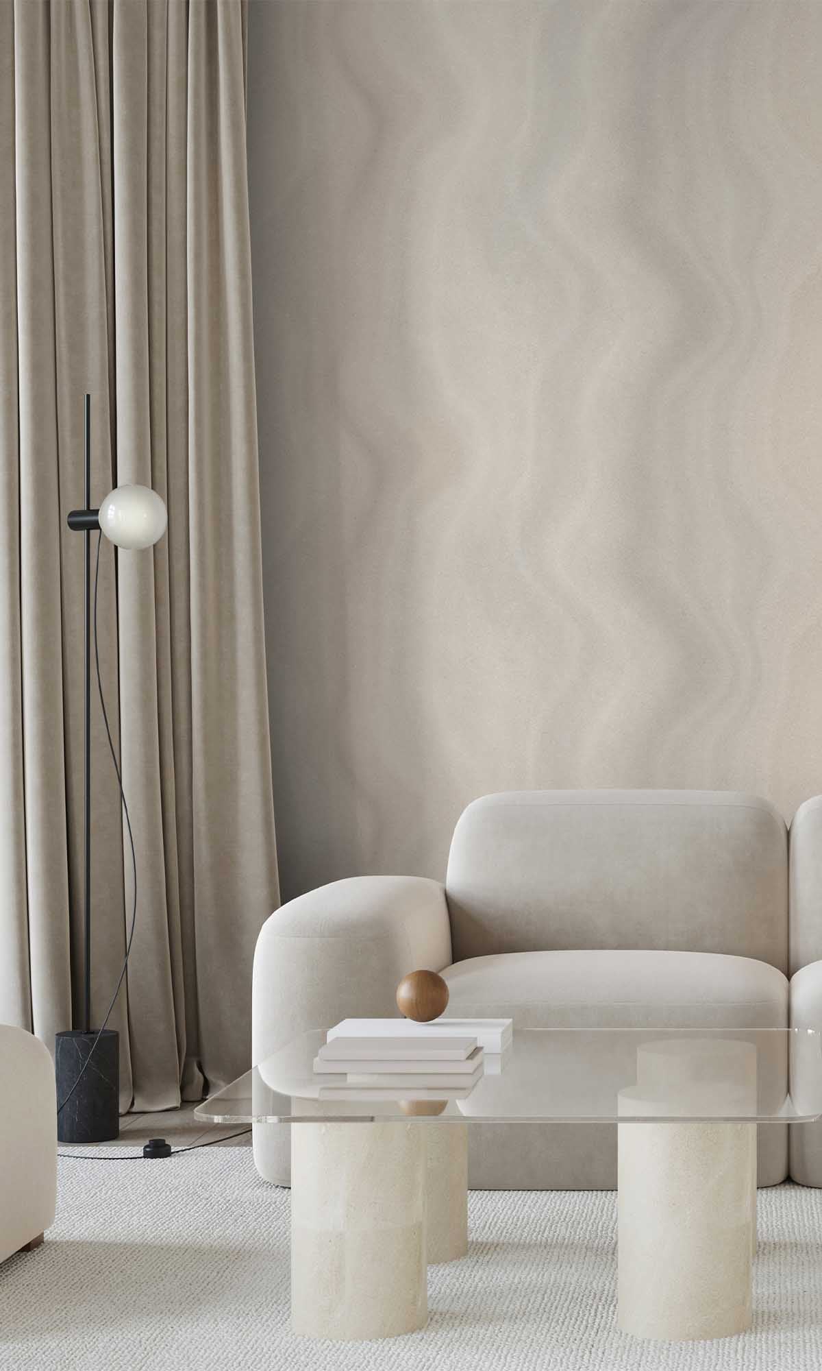 Greige Abstract Moire Wave Wallpaper R10169