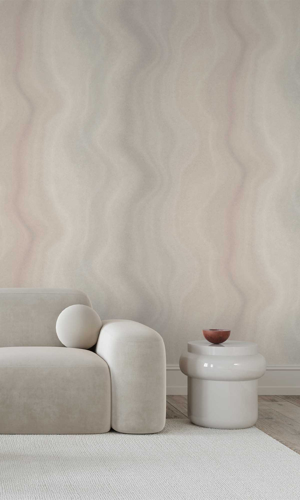Greige Abstract Moire Wave Wallpaper R10169