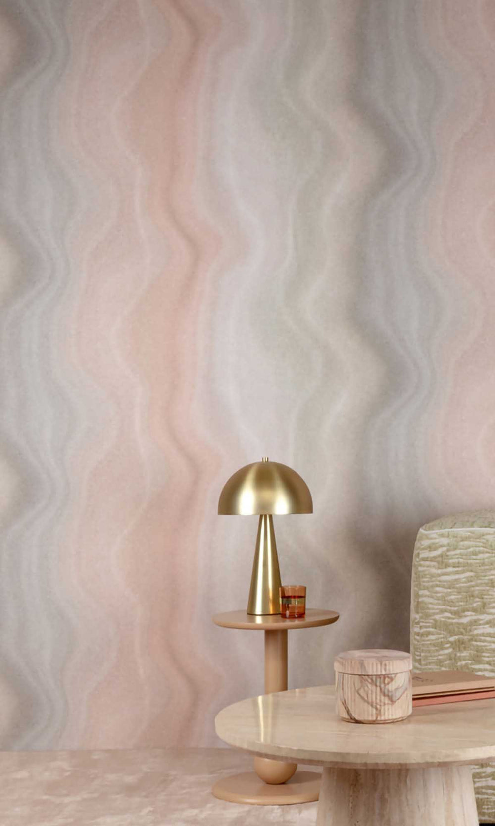 Muddy Rose - Orange Abstract Moire Wave Wallpaper R10170