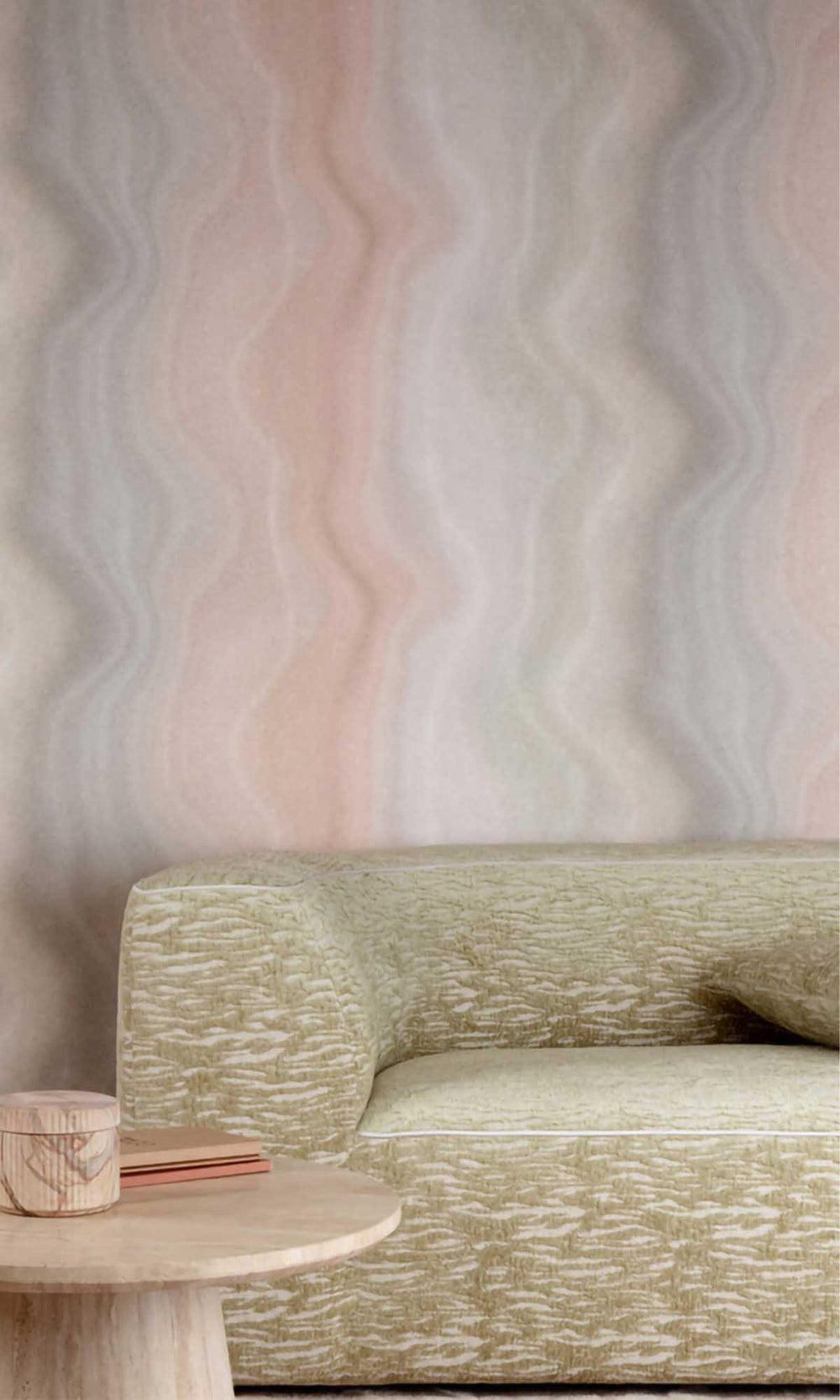 Muddy Rose - Orange Abstract Moire Wave Wallpaper R10170