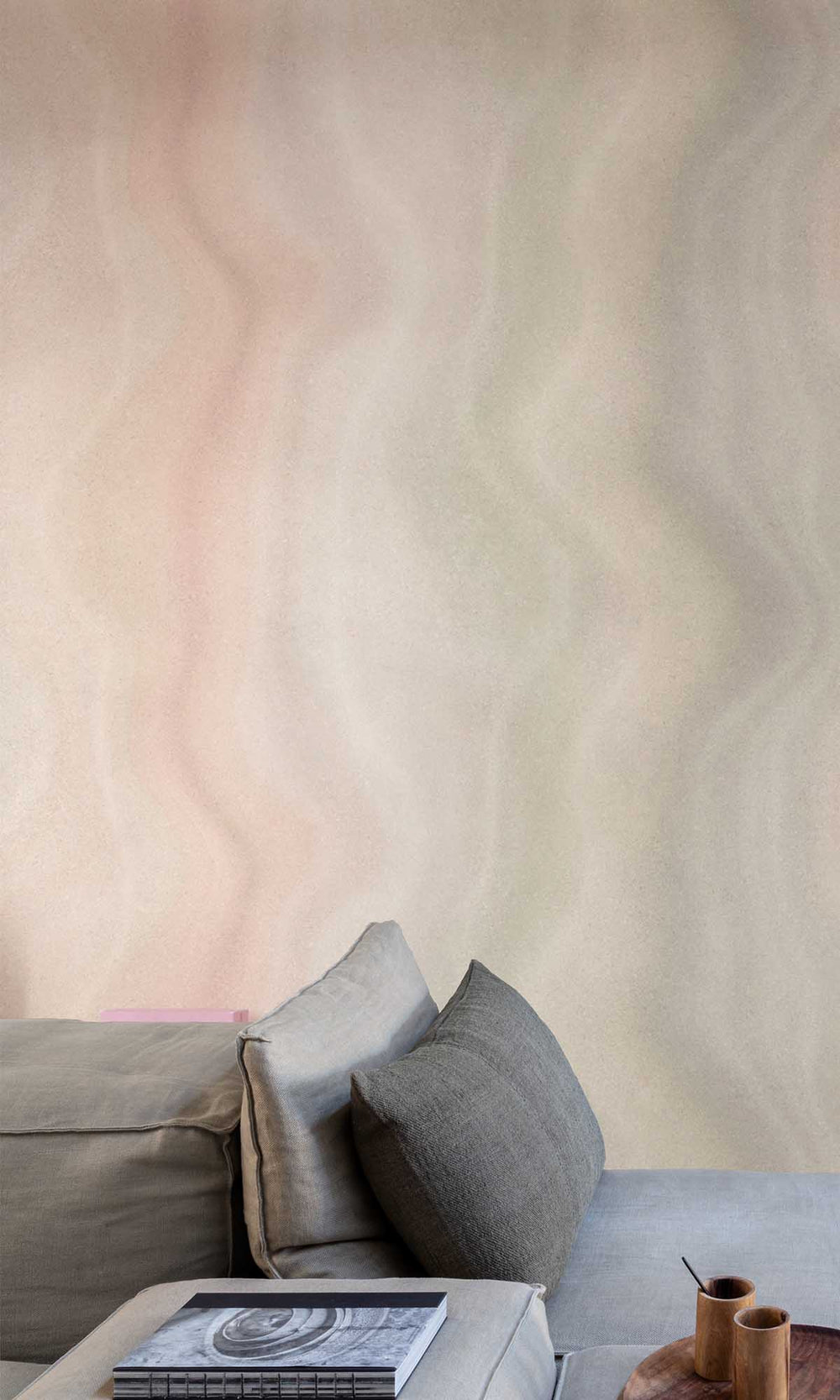 Muddy Rose - Orange Abstract Moire Wave Wallpaper R10170