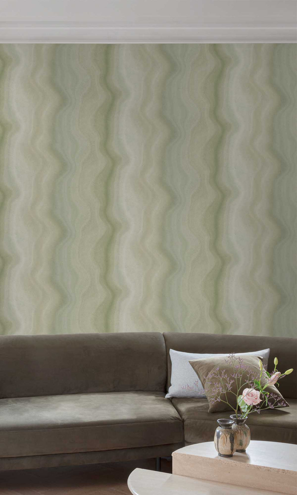 Paseo Verde Abstract Moire Wave Wallpaper R10171