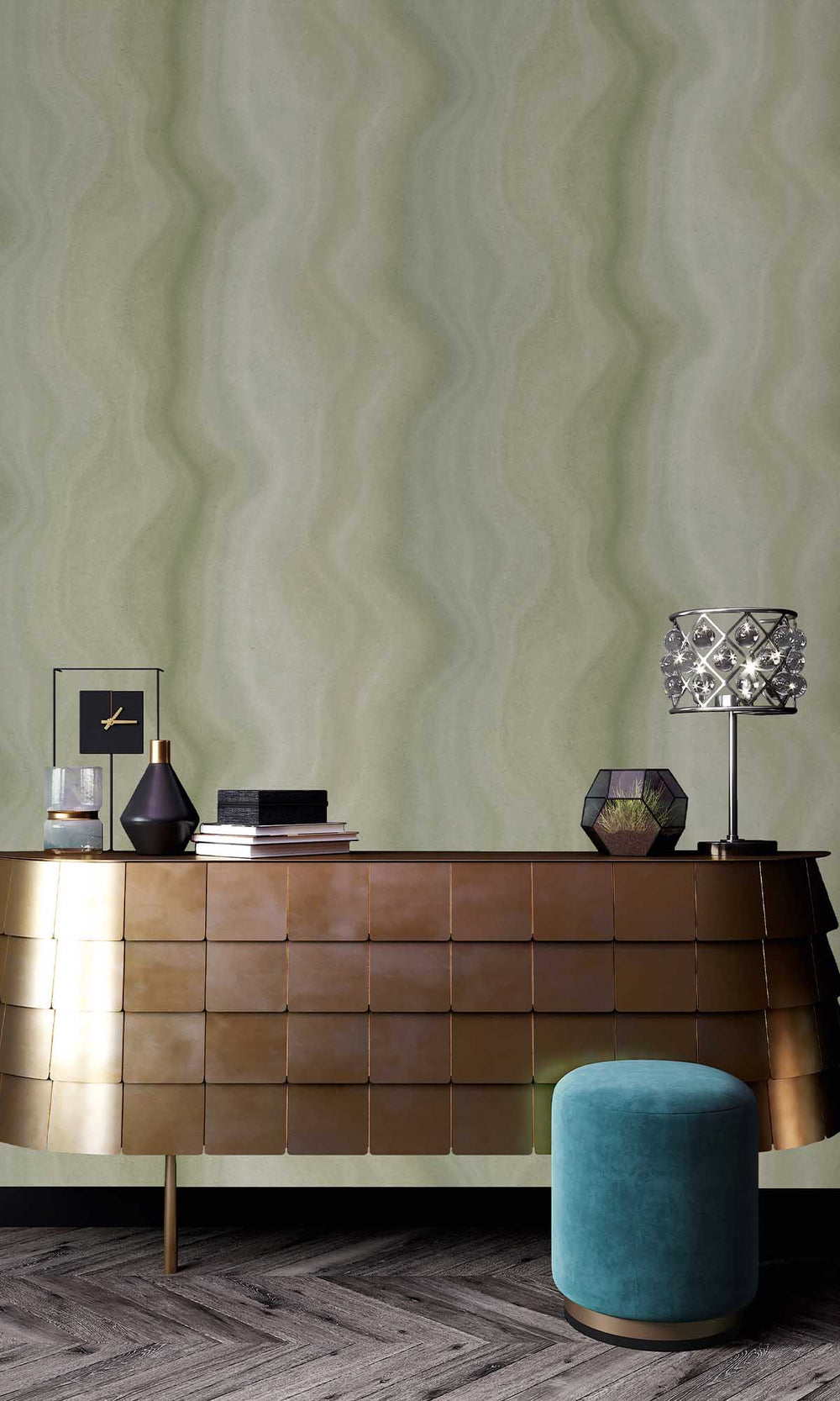 Paseo Verde Abstract Moire Wave Wallpaper R10171