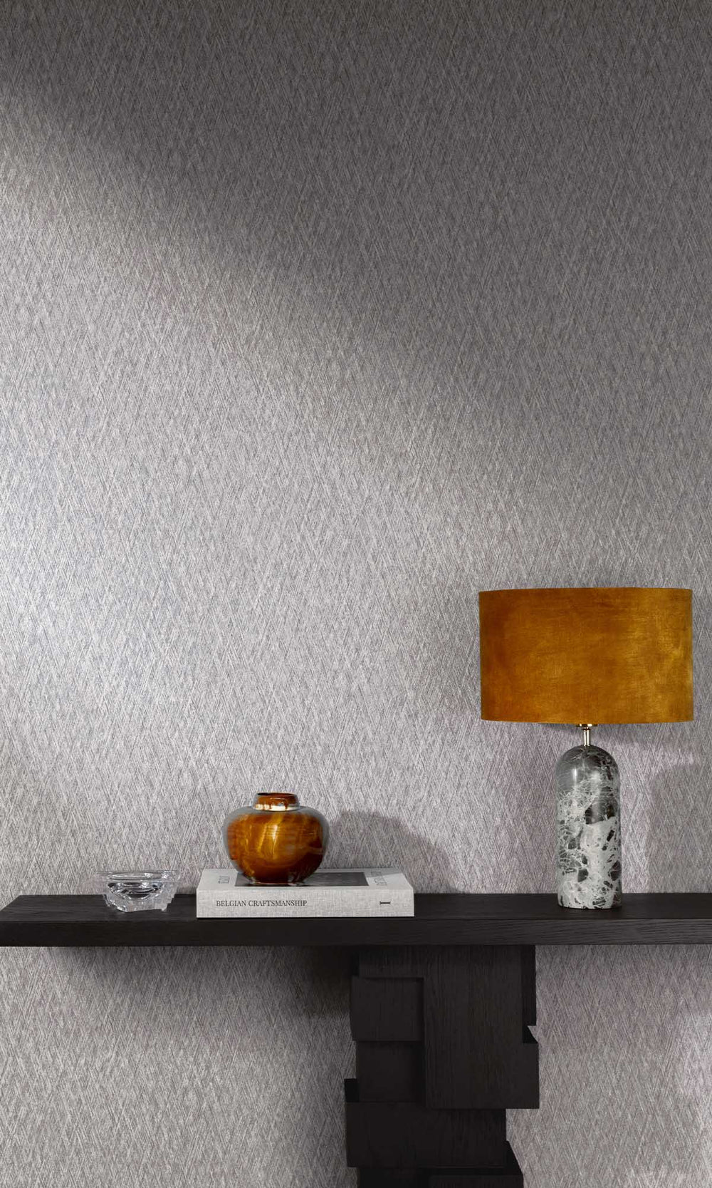 Silver Filigree Geometric Crisscross Wallpaper R10177