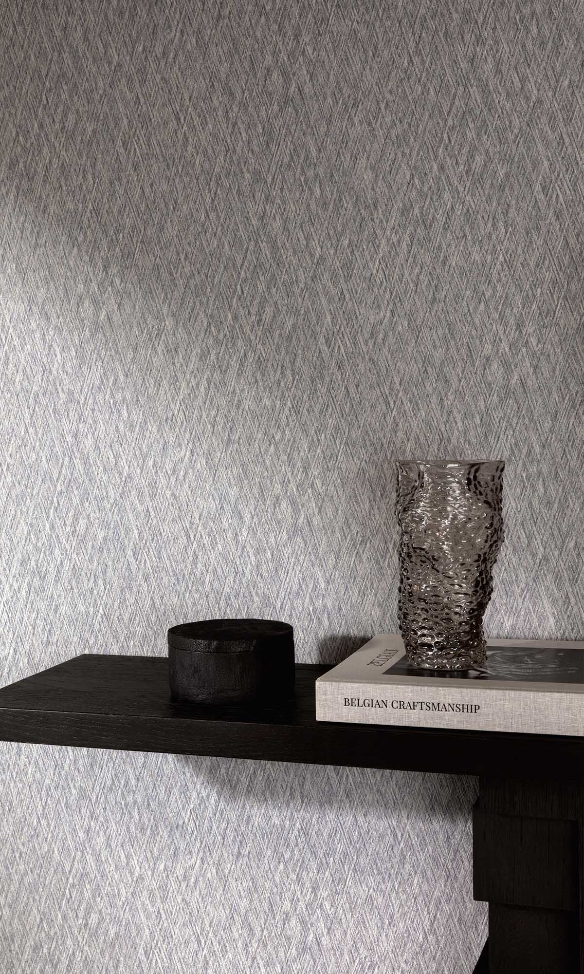 Silver Filigree Geometric Crisscross Wallpaper R10177