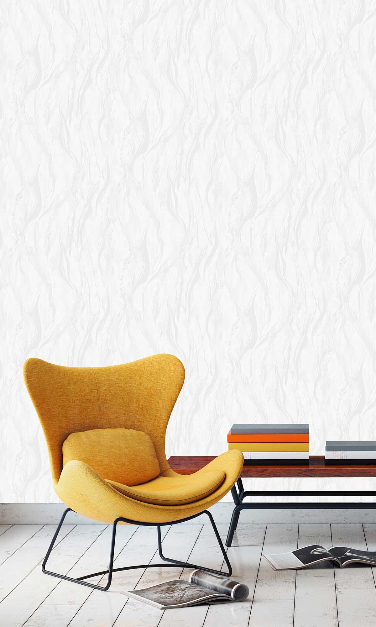 Lynx White Abstract Marble Wallpaper R10190