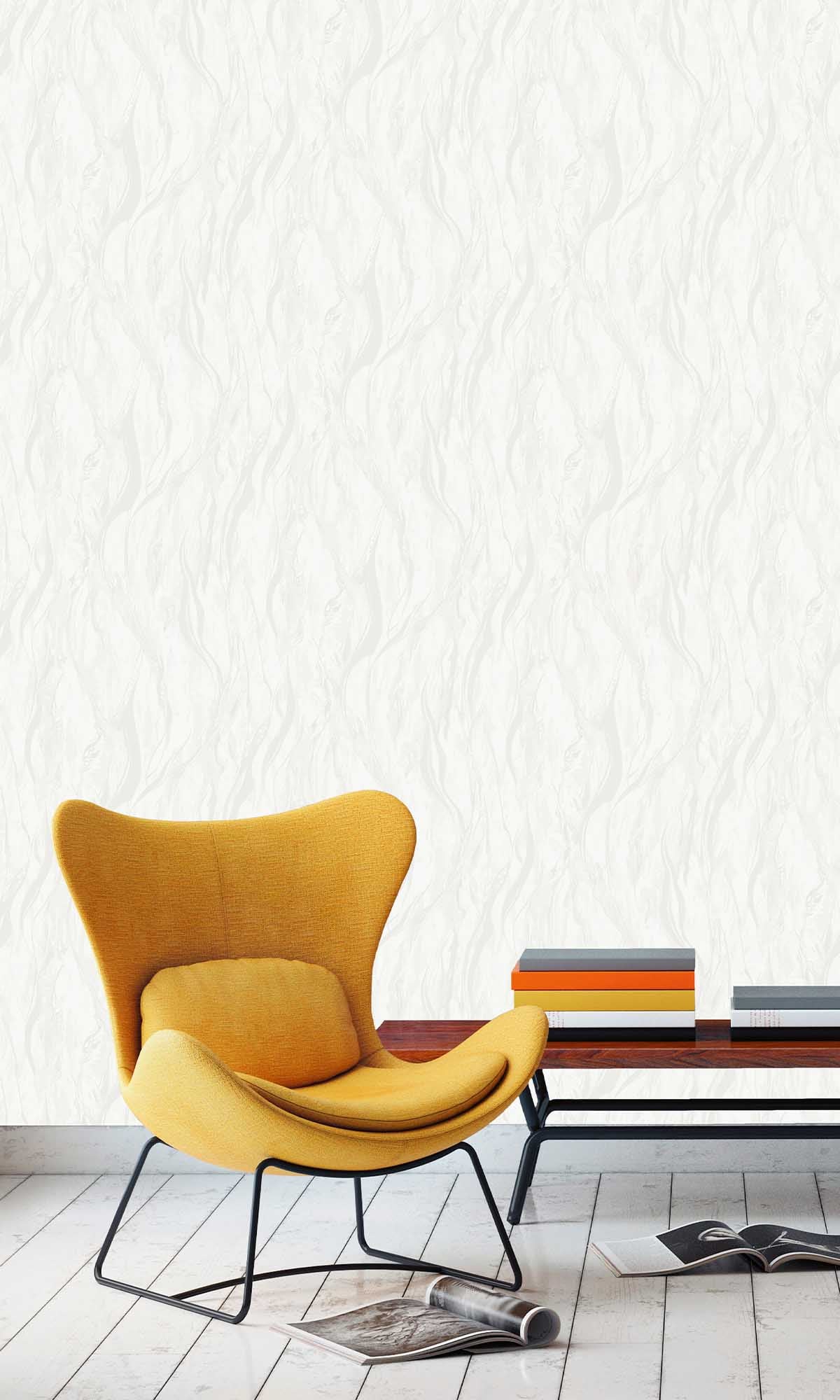 Silver Feather Abstract Marble Wallpaper R10191